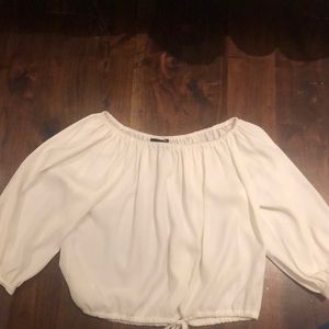 Kendall and Kylie off the shoulder white blouse